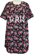 Dames nachthemd 'Paris' gebloemd katoen/ polyester roze M