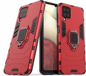 Samsung Galaxy A12 Robuust Kickstand Shockproof Rood Cover Case Hoesje ABL