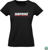 Subprime - Dames Tee SS Wmn Tee Stripe Black - Zwart - Maat S