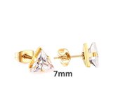 Aramat jewels ® - Zweerknopjes- oorbellen-driehoek-zirkonia-chirurgisch staal-goudkleurig-7mm