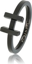 My Bendel - Leuke H Ring - Zwart - Zwarte H ring gemaakt van mooi blijvend edelstaal - Met luxe cadeauverpakking