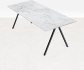 Marmeren Eettafel - Carrara Wit (V-poot) - 140 x 90 cm  - Gepolijst