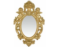 Spiegel - Gouden wandspiegel - Resin Engeltjes - 73,3 cm hoog