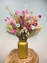 Droogbloemen boeket ''Golden Pink'' | 50cm | Prachtige roze tinten | Perfect Cadeau