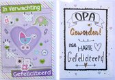 In Verwachting + Opa geworden - 2 Wenskaarten – 12 x 17 cm