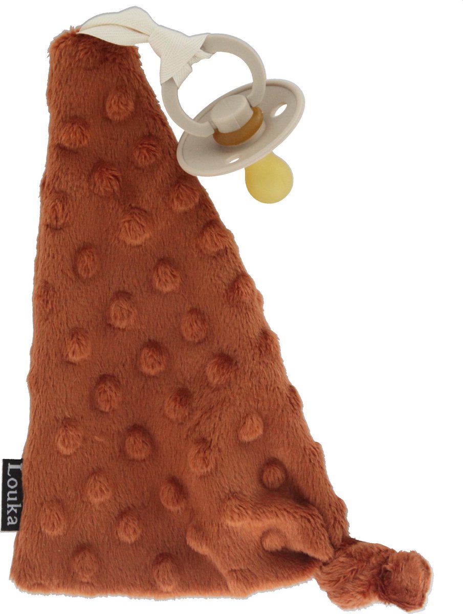 Goedkoopste Louka speendoekje driehoek minky roestbruin - bruin - jongen - meisje - minky - speenknuffel - excl. Bibs speen