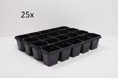 25 x kweekbak  - Zaaitray - Stektray - Moestuin - Kweekbakken - Zaaibak - Kweekplaat - Kweekbak - Kweekbakjes - Zwart - 28cm x 21cm x 7cm