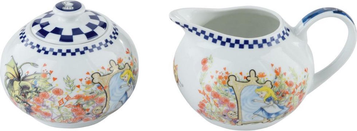Tea Pottery Alice Trough The Looking Glass Creamer & Sugar set (ATL060)