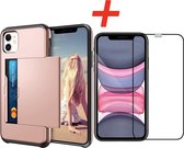 Apple iPhone 11 Backcover | Roze | Pasjeshouder