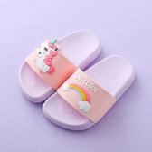 Unicorn Regenboog Slippers Badslippers Kinderslippers Paars