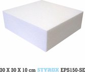 Piepschuim blok - Rechthoek - 30 x 30 x 10 cm - hobby - Isomo - taart dummy - polystyreen plaat
