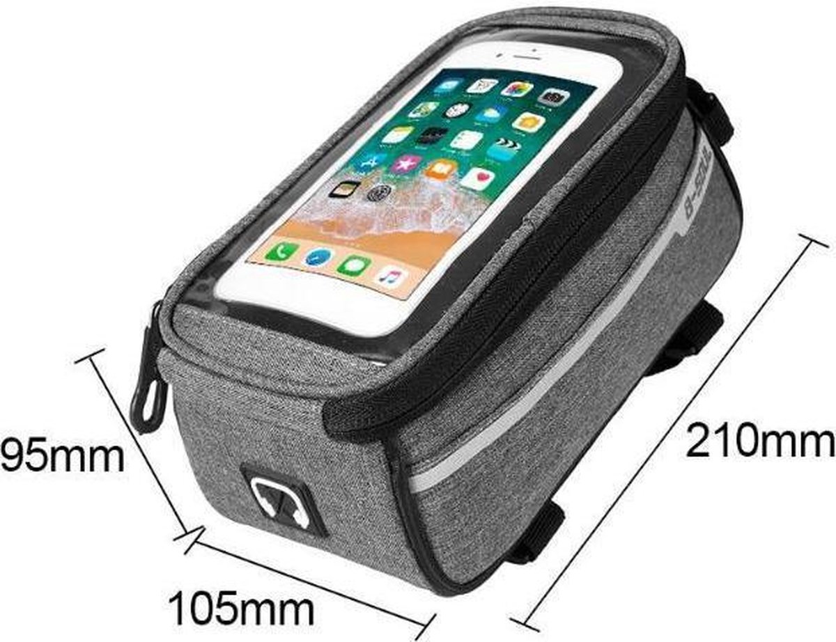ROCKBROS Frametas voor Fietsen met 360° Draaibare Telefoonhouder - voor Smartphones tot 4,7-6,5 inch, Fietstas met Telefoonhouder, Fietsaccessoires