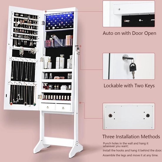 Hzuaneri Jewellery cabinet, with 360° rotating base, lockable