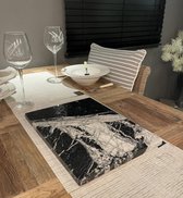 Marmeren Plaat Zwart Snijplank 40x30x2cm Keuken Dienblad - Marble - Grote Fossielen - Op Maat Gesneden - Food en Product Fotografie - LuxuryQuarry®