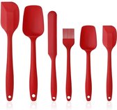 Vicloon Siliconen keukenhulpen, 6 stuks siliconen spatels bevatten soeplepel, bakborstel, spatel, hittebestendig & anti-aanbak, een kern van roestvrij staal en naadloos eendelig design (rood)