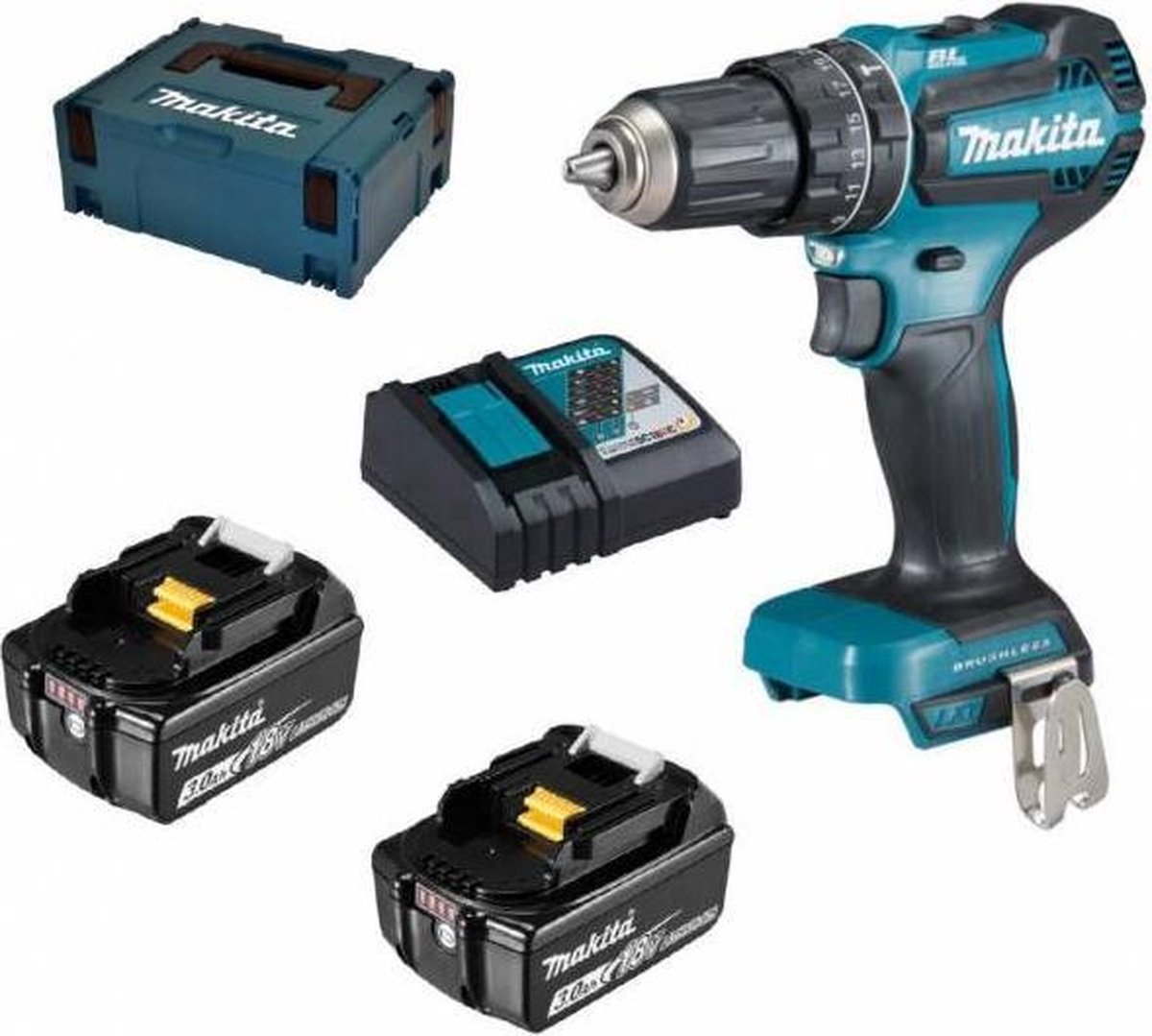 Makita DHP485RFJ 18V Li-Ion accu klopboor-/schroefmachine set (2x 3.0Ah accu) in Mbox - koolborstelloos – foto 3