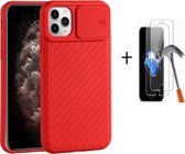 GSMNed – iPhone 11 pro Rood  – hoogwaardig siliconen Case Rood – iPhone 11 pro Rood – hoesje voor iPhone Rood – shockproof – camera bescherming – met screenprotector iPhone 11 pro