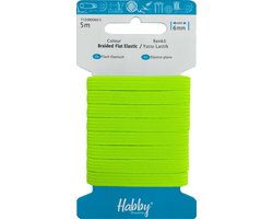 Habby elastiek 6mm | Plat gevlochten | Neon geel | 5 meter | Hobby - Knuteselen - Naai elastiek