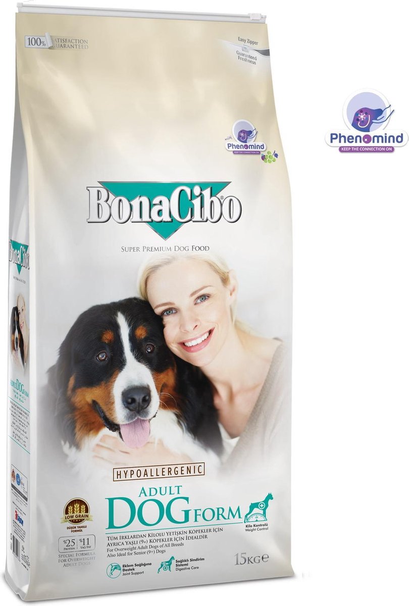 Bonacibo Dog Form Senior & Overgewicht - Hypoallergeen Hondenvoer - 15 kg