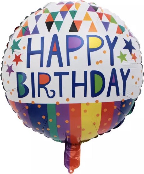 Happy Birthday ballon helium | Happy Birthday | Ballon | Wit/Regenboog -helium ballon happy birthday - verjaardags ballon