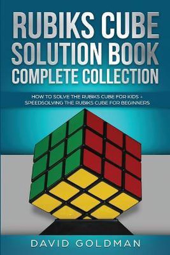 Boek 'Rubiks Cube Solution Book Complete Collection' met een 3x3 Rubiks kubus.