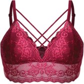 Dames bralette van kant met dunne schouderbandjes L/XL 40/42 bordeaux rood