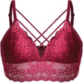 Dames bralette van kant met dunne schouderbandjes 40/42 bordeaux rood