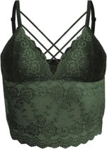 Dames bralette lang van kant met dunne schouderbandjes 36/38 donkergroen