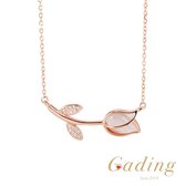Gading® Collier dames avec pendentif - Collier tulipe en or rose - 40 + 6 cm - argent 925