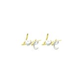 Silventi 9NBSAM-G190025 Gouden oorknopjes - Love - 8 x 5,6 mm - 2 Kleuren - 14 Karaat - Wit en Geel Goud