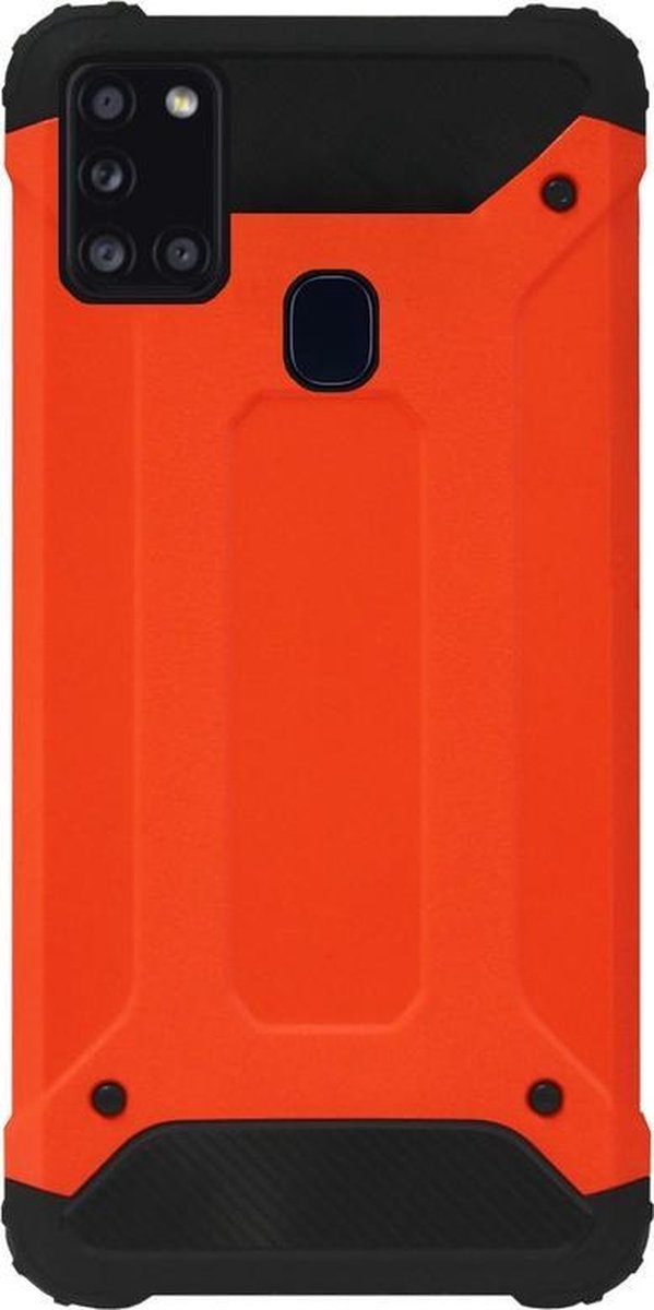 WLONS Rubber Kunststof Bumper Case Hoesje Geschikt Voor Samsung Galaxy A21s - Oranje