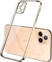 iPhone 12 Mini Hoesje – Goud – Gold – Luxe – Schokbestendig – Transparant – Silicone  – Cover –
 Backcover - Clear - Geschikt voor Apple – Case – Shockproof - Bescherming – Smartphone – 
Te