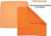 Decarro Ramenset Raamdoeken Microvezel Glasdoeken Droogdoek Ramen Set Glas Doeken 2 stuks Oranje
