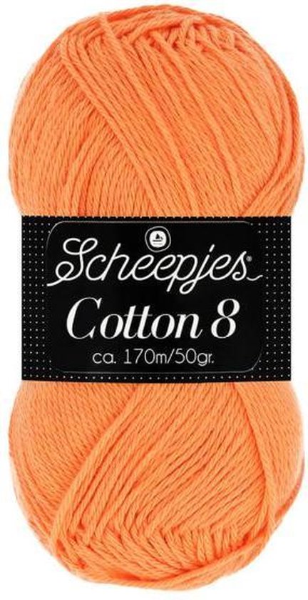 Scheepjes Cotton 8- Zacht Oranje (639) - 5 bollen van 50gram - katoen - haakgaren - breigaren