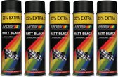 Motip verf 5 stuks spuitverf Mat zwart sneldrogend 500 mL voor metaal , hout, aluminium en steen - 25 % EXTRA