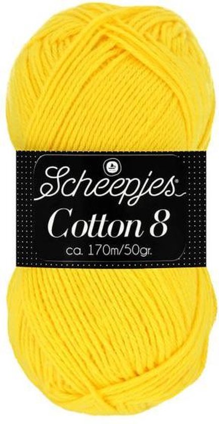 Scheepjes Cotton 8- Geel (551) - 5 bollen van 50gram - katoen - haakgaren - breigaren