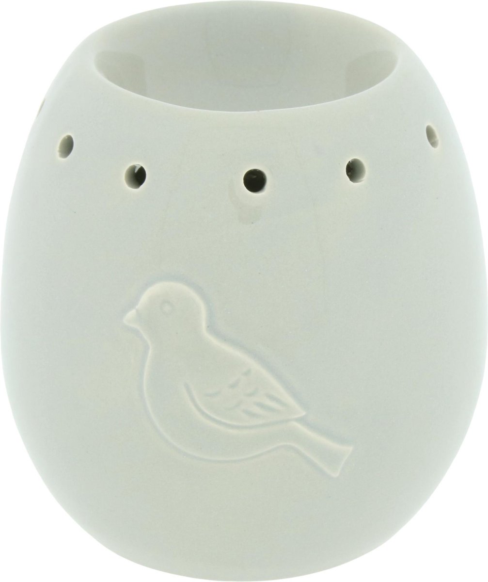 Keramische Oliebrander - Aromabrander Voor Geuroliën Of Waxmelts - Vogel - 11 x 11 x 11 cm - Grijs
