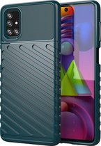 Mobigear Hoesje geschikt voor Samsung Galaxy M51 Telefoonhoesje Flexibel TPU | Mobigear Groove Backcover | Galaxy M51 Case | Back Cover - Groen