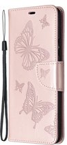 Samsung Galaxy A42 5G Hoesje - Mobigear - Butterfly Serie - Kunstlederen Bookcase - Roségoud - Hoesje Geschikt Voor Samsung Galaxy A42 5G