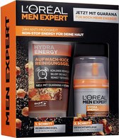 L'Oréal Men Expert geschenkset voor mannen, Met wasgel en 24 uur hydraterende crème met guarana en vitamine C, Hydra Energy verzorgingsset.