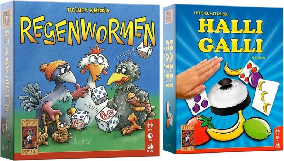 Spellenbundel Regenwormen & Halli Galli voordeelset - 999 Games
