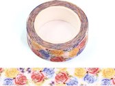 Washi Tape | gekleurde rozen | 15mm x 10m.