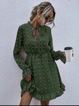 Dames zomer jurk Casual Vlak Jurk Rimpeling - Casual en elegant lente en zomer kleding - Kleur groen Maat S
