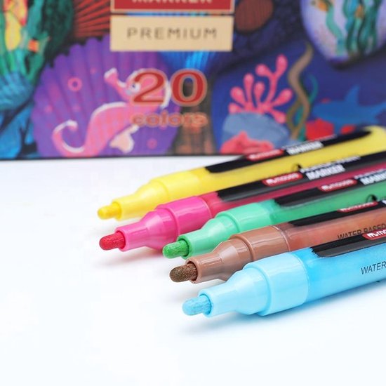 Premium Acryl Verf Stiften 2 MM – 20 Kleuren