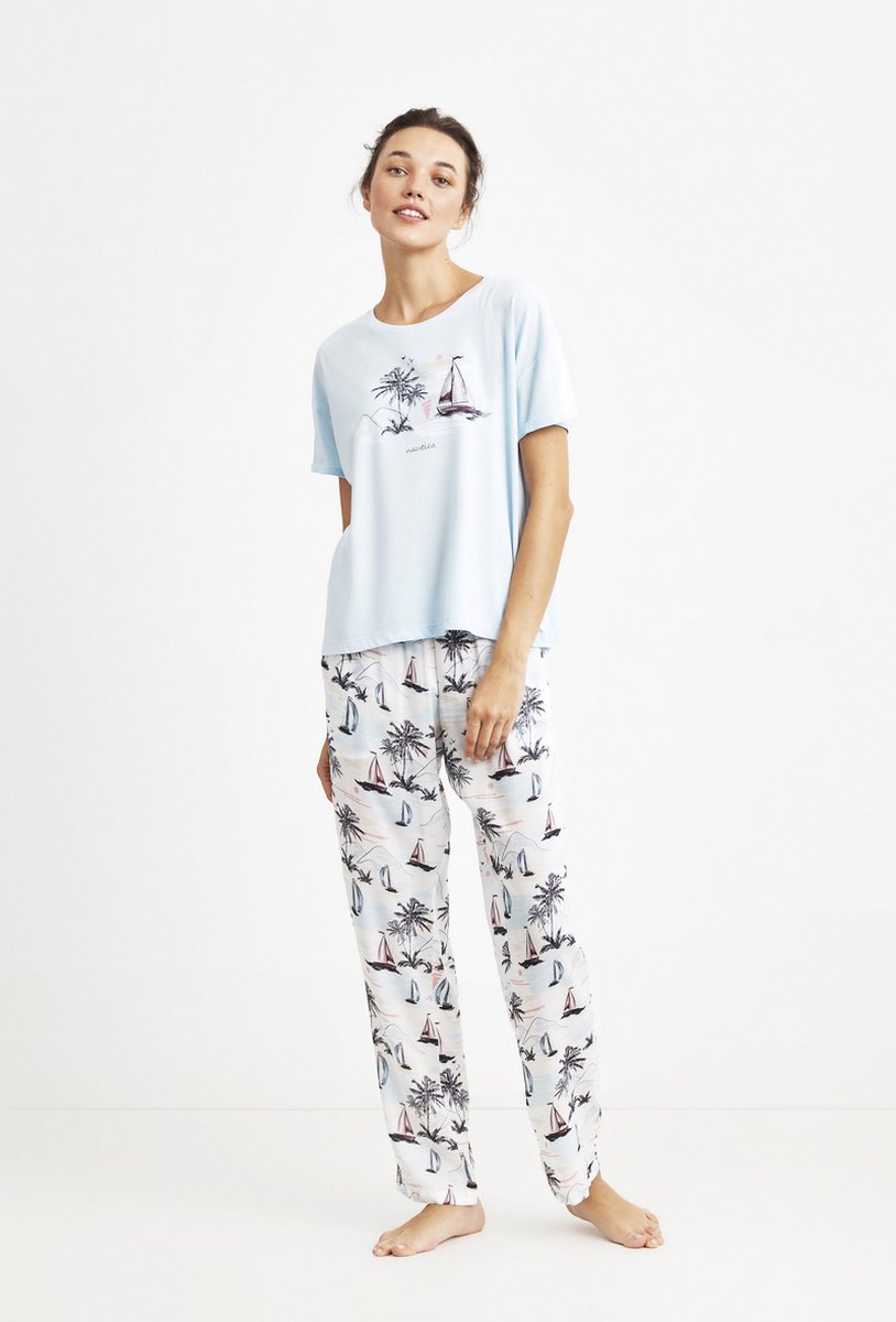 Nautica Dames Pyjama Set, Korte Mouwen blauw