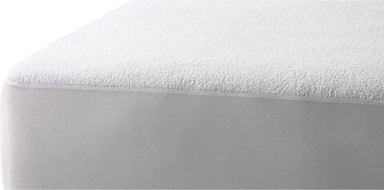 Waterdicht Matrasbeschermer-Hoeslakenbadstof-Antibacteriëel-Rondom Elastiek -Wit - 1Persoons-90x200-cm
