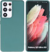 Hoesje Geschikt voor Samsung Galaxy S21 Ultra - Backcover Telefoonhoesje - Donker Groen