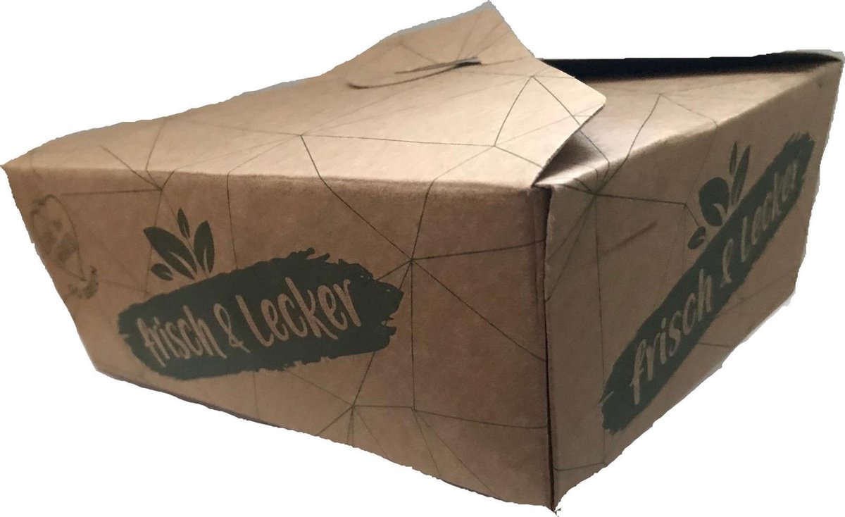 100 stuks Voedsel dozen van karton Lunch box Gebaksdozen / taartdozen, lunchbox, gezond, BIO, carton food boxes, bruin 10x8x4 cm HOREKA bezorging oplossing Best solution for food delivery healthy natural