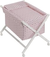 Interbaby Wieg Ster Junior 90 X 72 Cm Hout/katoen Roze/wit