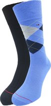 Tommy Hilfiger sokken 2-pack blauw-wit gestreept en donkerblauw-39-42